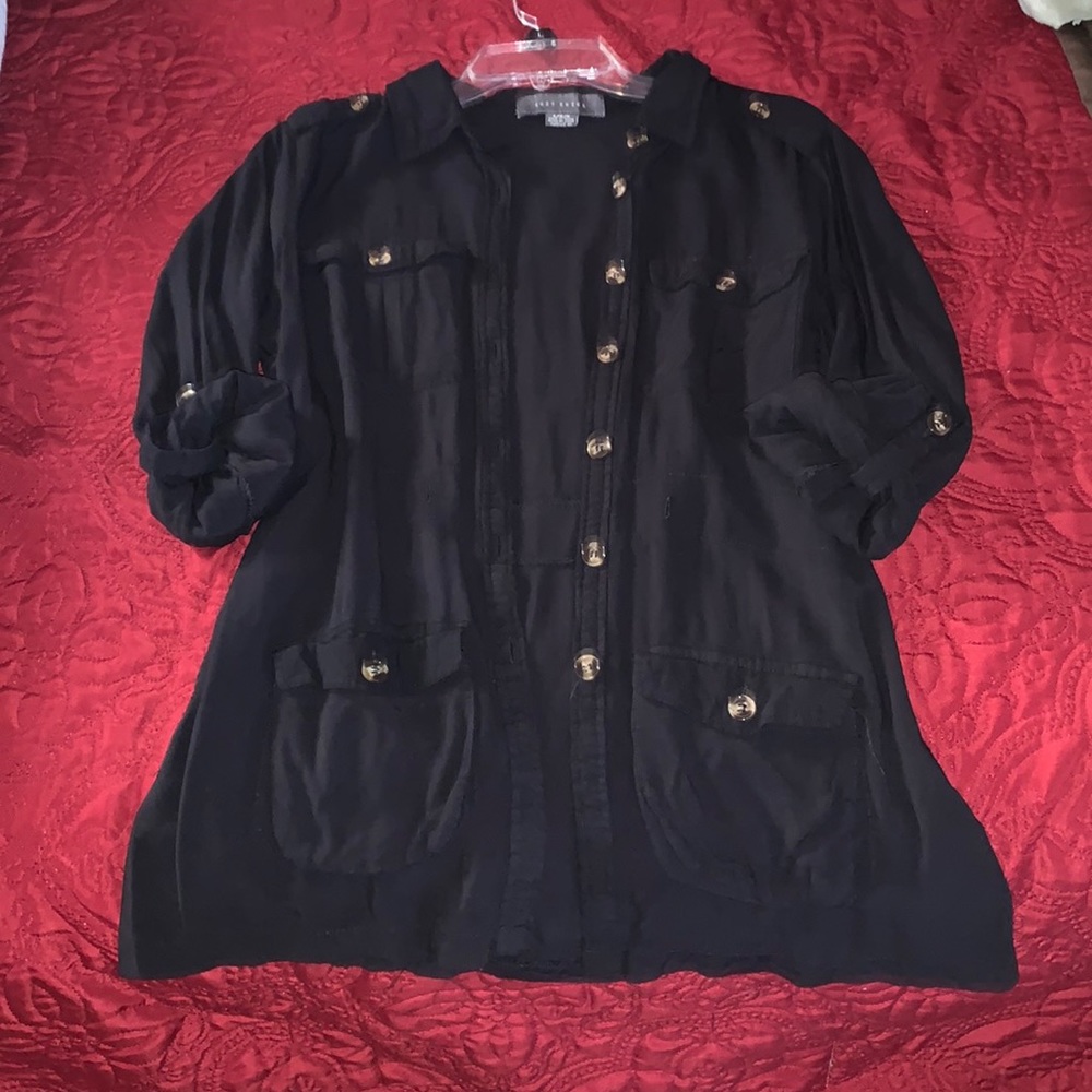 Suzy Shier Black Button Down Shirt